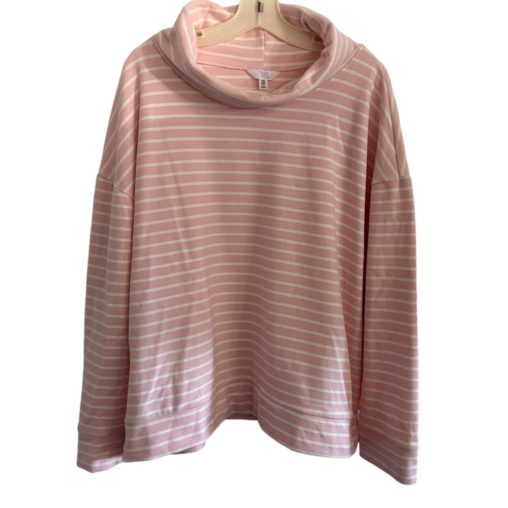 Pink and White Long Sleeve Boxy Cowl Neck Top Women’s XXL